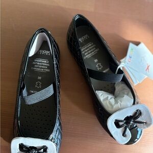 Geox Kids Black Dress Shoes with White Accents